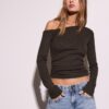 Asymmetrisk T-shirt med rynkad detalj