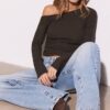 Asymmetrisk T-shirt med rynkad detalj