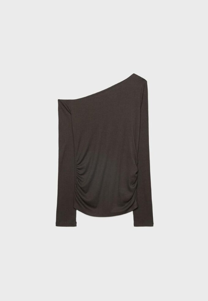 Asymmetrisk T-shirt med rynkad detalj