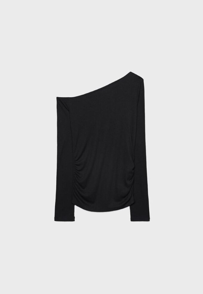 Asymmetrisk T-shirt med rynkad detalj