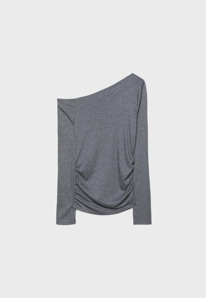 Asymmetrisk T-shirt med rynkad detalj