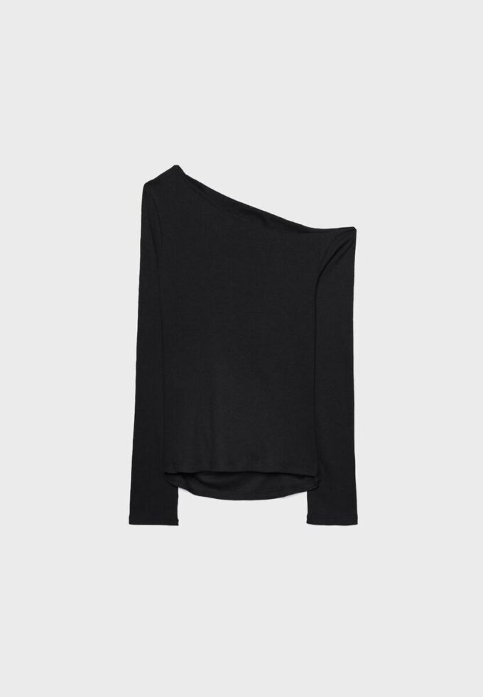 Asymmetrisk T-shirt med rynkad detalj
