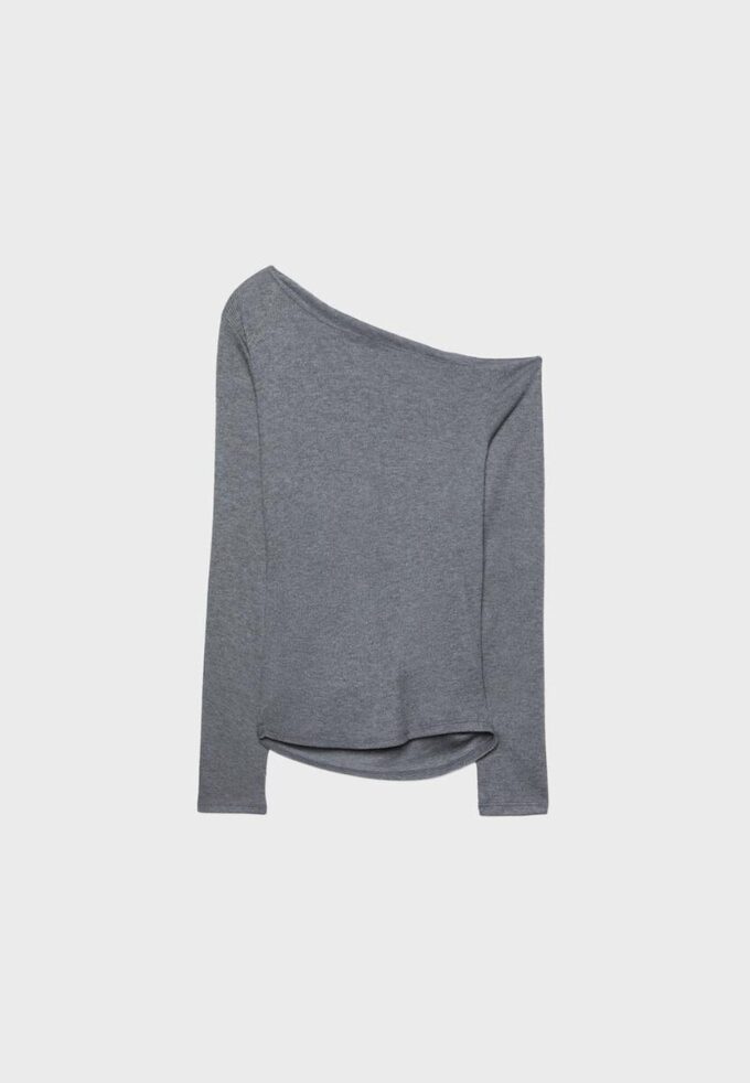 Asymmetrisk T-shirt med rynkad detalj