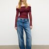 Asymmetrisk tyll-T-shirt