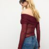 Asymmetrisk tyll-T-shirt