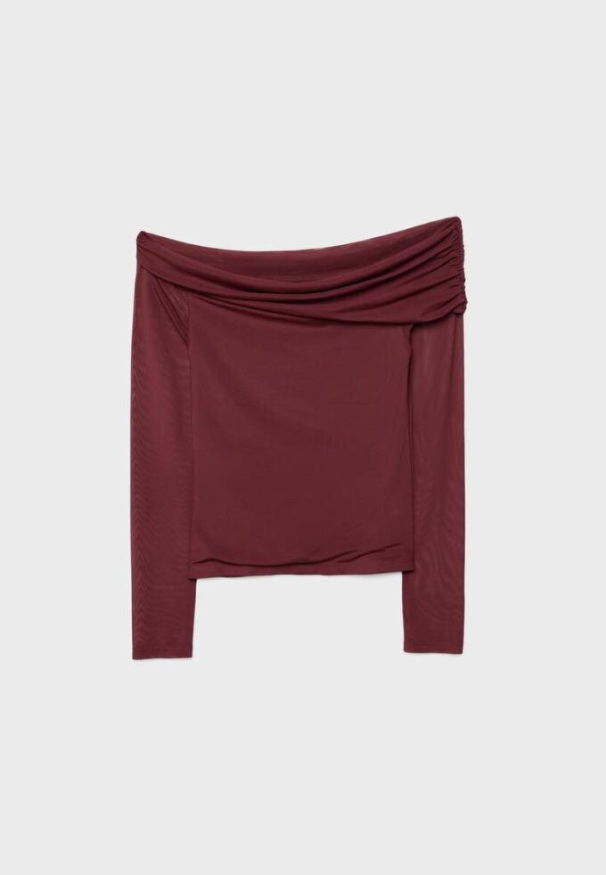 Asymmetrisk tyll-T-shirt