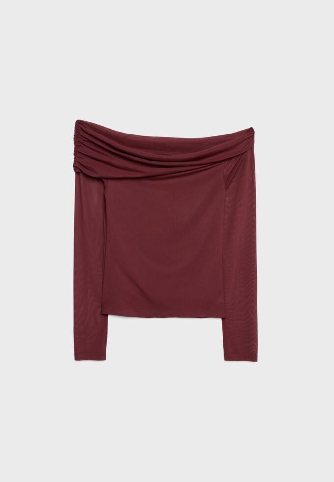 Asymmetrisk tyll-T-shirt