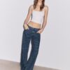 Baggy-jeans med randigt mönster och medelhög midja Baggy-jeans med randigt mönster och medelhög midja