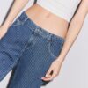 Baggy-jeans med randigt mönster och medelhög midja Baggy-jeans med randigt mönster och medelhög midja