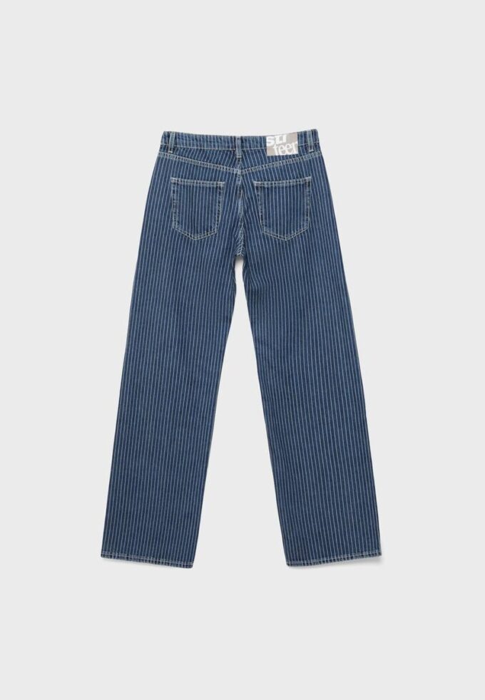 Baggy-jeans med randigt mönster och medelhög midja Baggy-jeans med randigt mönster och medelhög midja