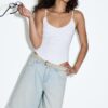 Bermudashorts i denim med bälte
