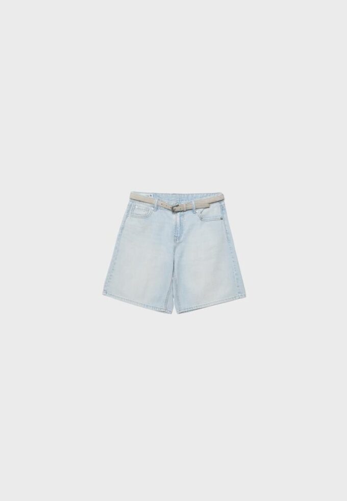 Bermudashorts i denim med bälte