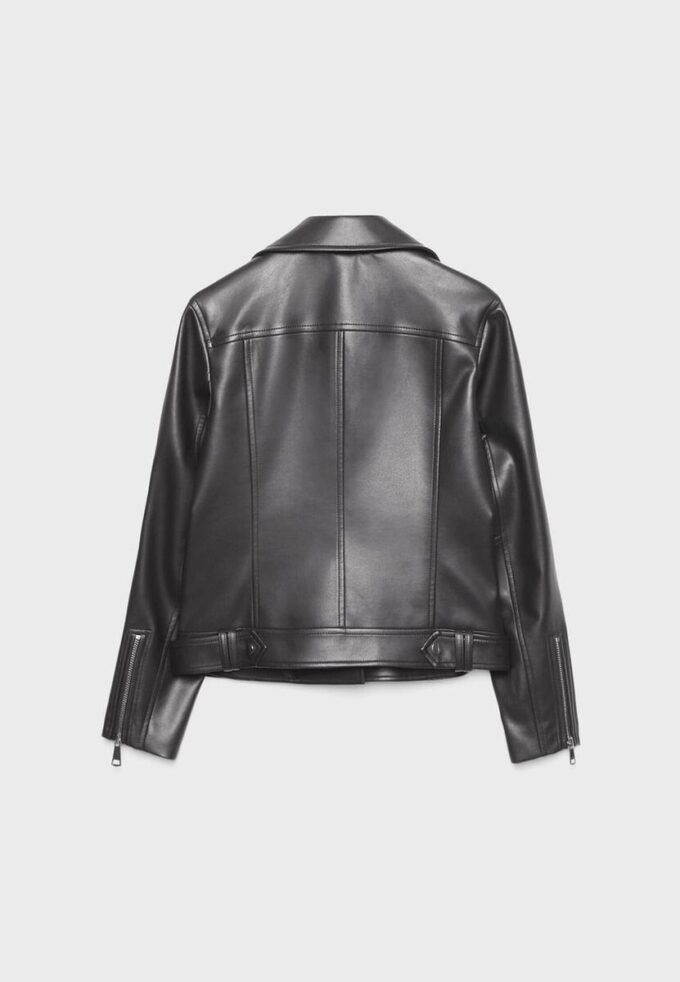 Bikerjacka i skinnimitation