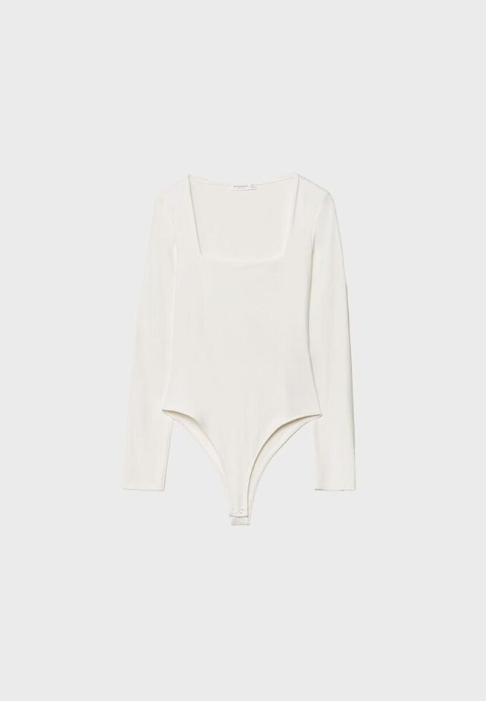 Bodysuit i polyamid med fyrkantig halsringning