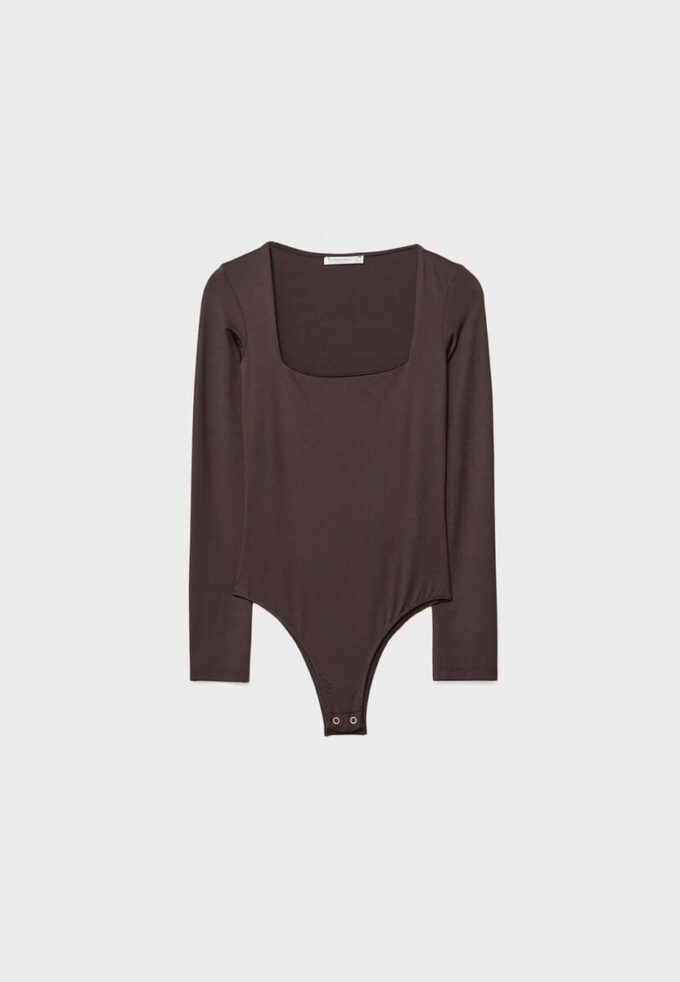 Bodysuit i polyamid med fyrkantig halsringning