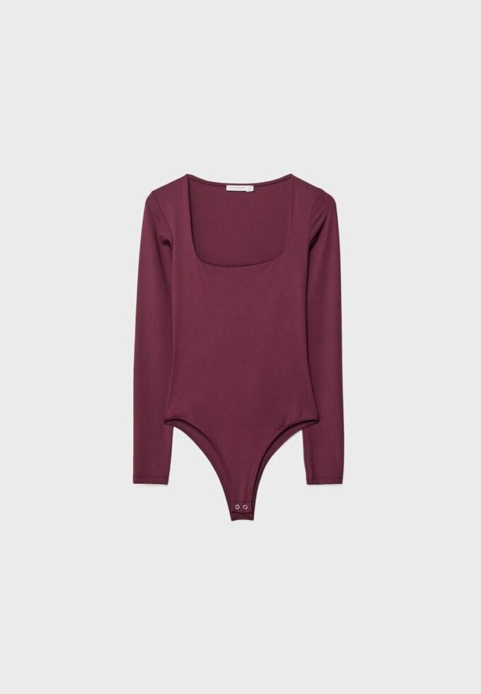 Bodysuit i polyamid med fyrkantig halsringning