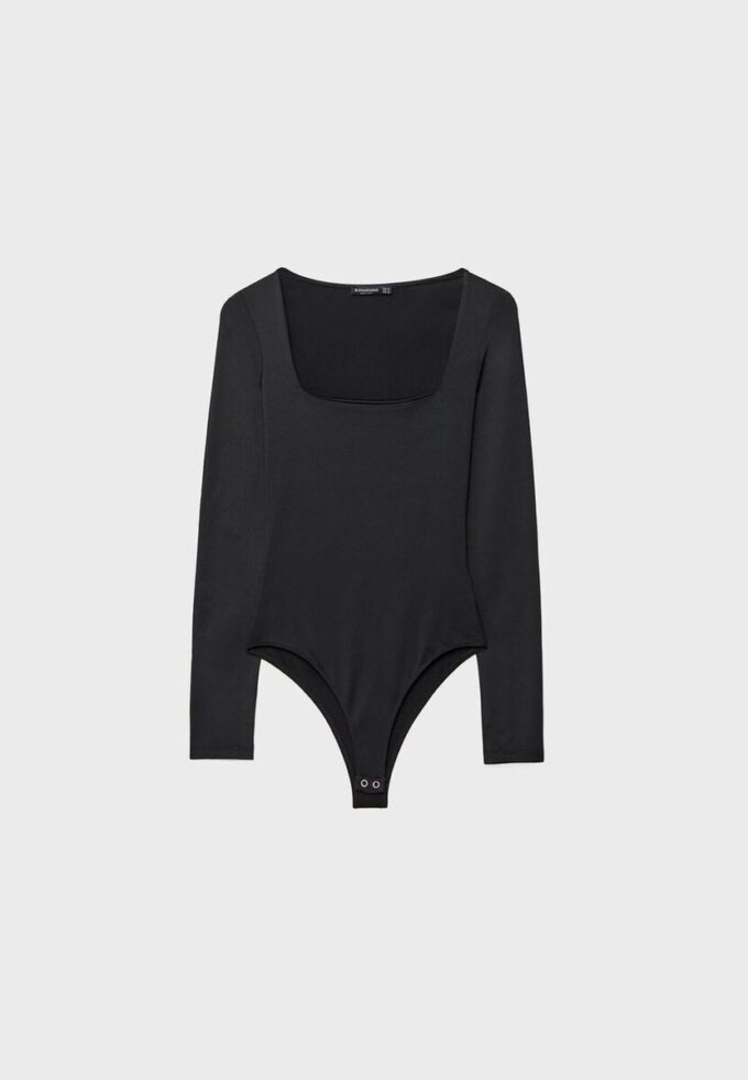 Bodysuit i polyamid med fyrkantig halsringning