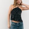 Broderad halterneck-toppar