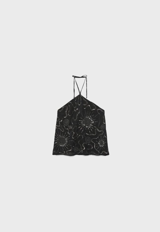 Broderad halterneck-toppar