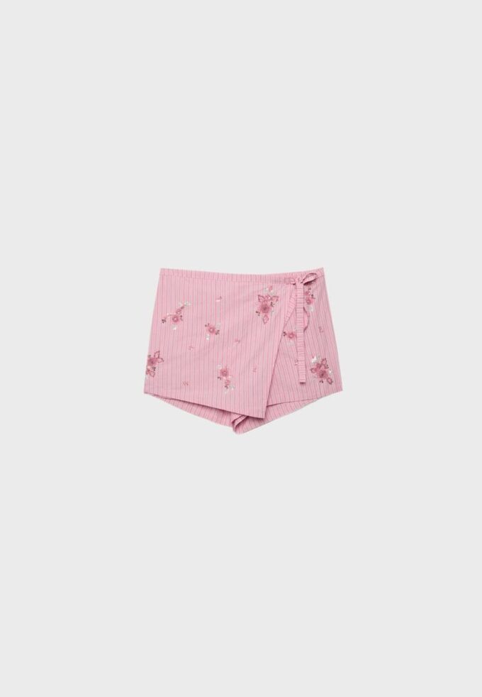 Broderad randig sarong-Skort