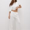 Byxor med raka ben i linne-look
