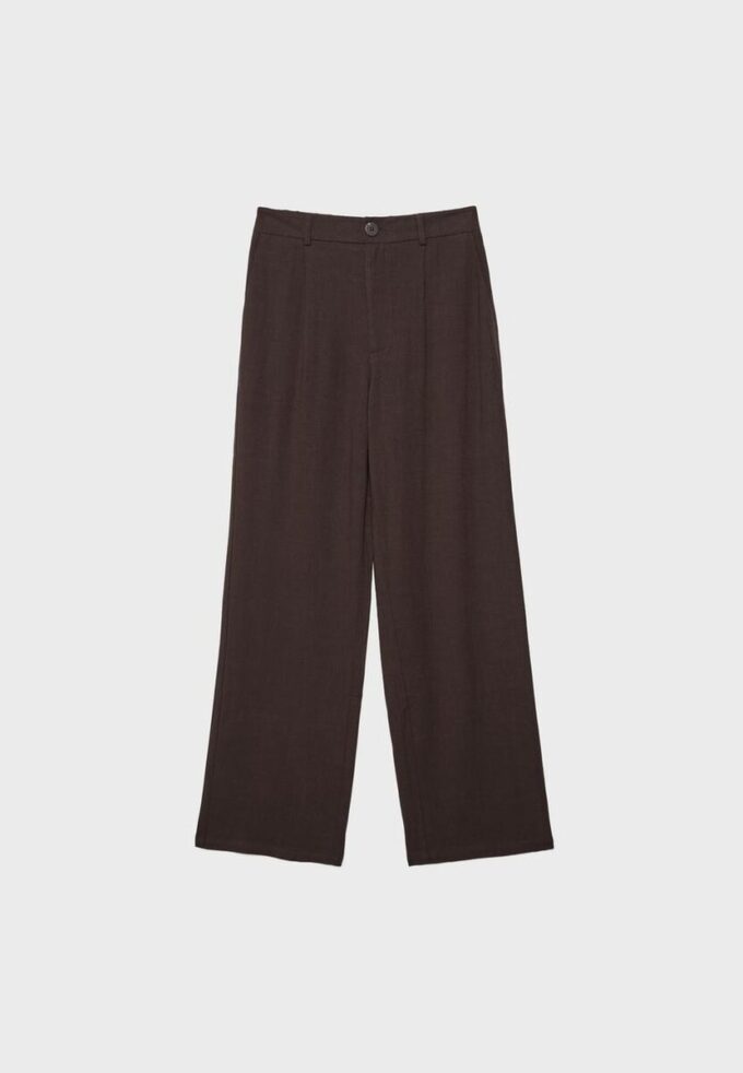 Byxor med raka ben i linne-look Byxor med raka ben i linne-look