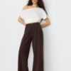 Casual randiga eleganta byxor med korsad midja Casual randiga eleganta byxor med korsad midja