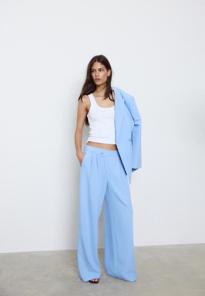 Casual randiga eleganta byxor med korsad midja Casual randiga eleganta byxor med korsad midja