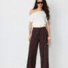 Casual randiga eleganta byxor med korsad midja Casual randiga eleganta byxor med korsad midja