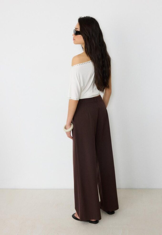 Casual randiga eleganta byxor med korsad midja Casual randiga eleganta byxor med korsad midja