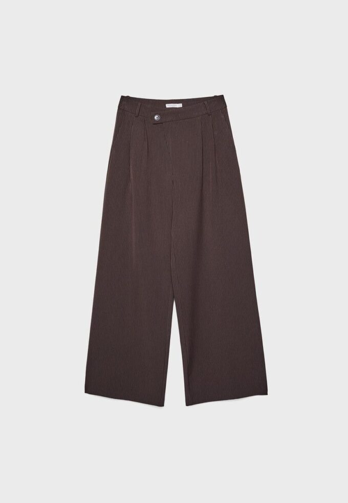 Casual randiga eleganta byxor med korsad midja Casual randiga eleganta byxor med korsad midja