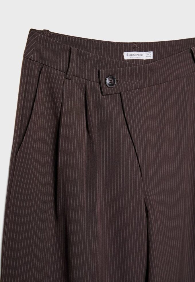 Casual randiga eleganta byxor med korsad midja Casual randiga eleganta byxor med korsad midja