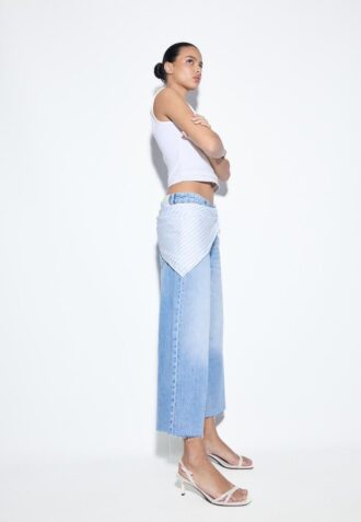 Culotte-jeans med scarf-detalj
