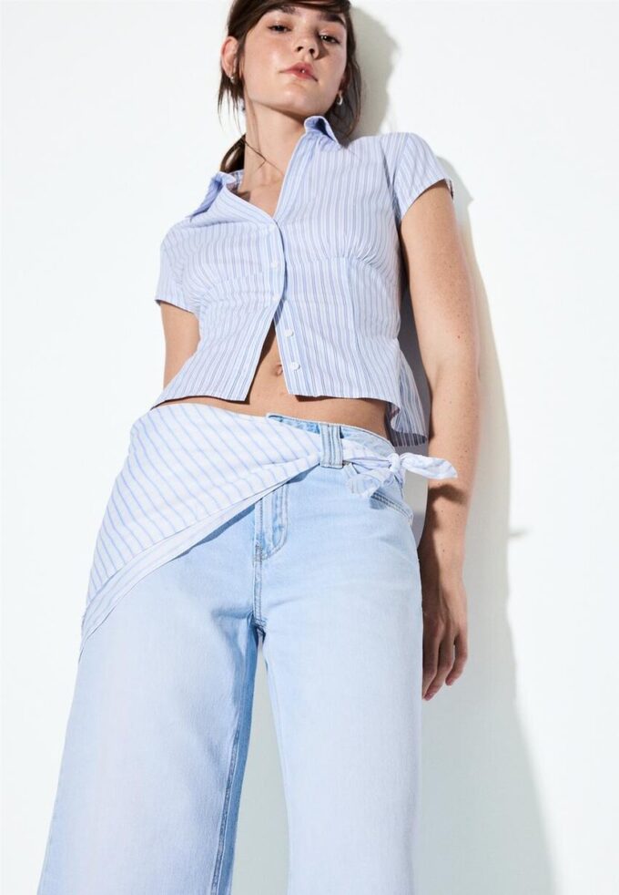 Culotte-jeans med scarf-detalj Culotte-jeans med scarf-detalj