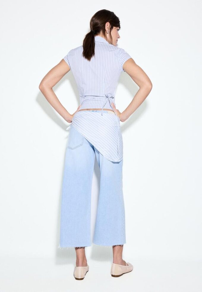 Culotte-jeans med scarf-detalj Culotte-jeans med scarf-detalj