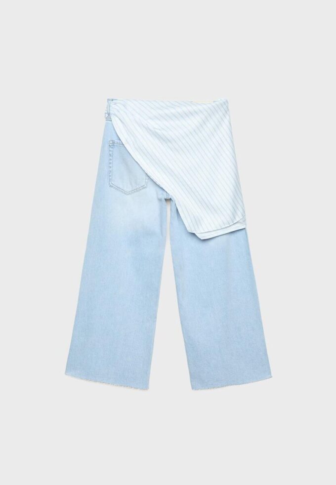 Culotte-jeans med scarf-detalj Culotte-jeans med scarf-detalj