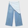 Culotte-jeans med scarf-detalj Culotte-jeans med scarf-detalj
