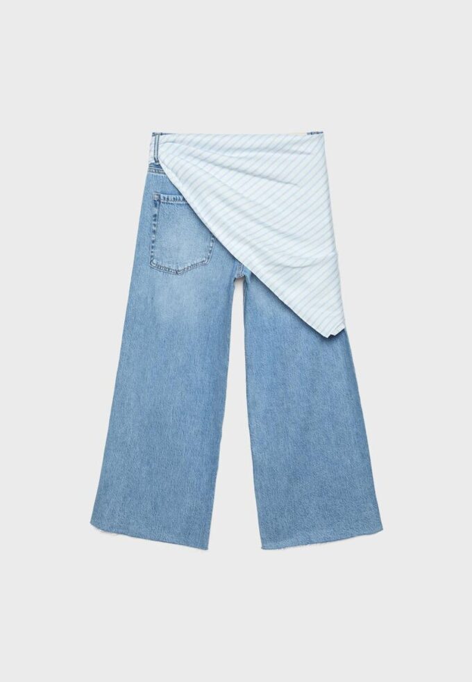 Culotte-jeans med scarf-detalj Culotte-jeans med scarf-detalj
