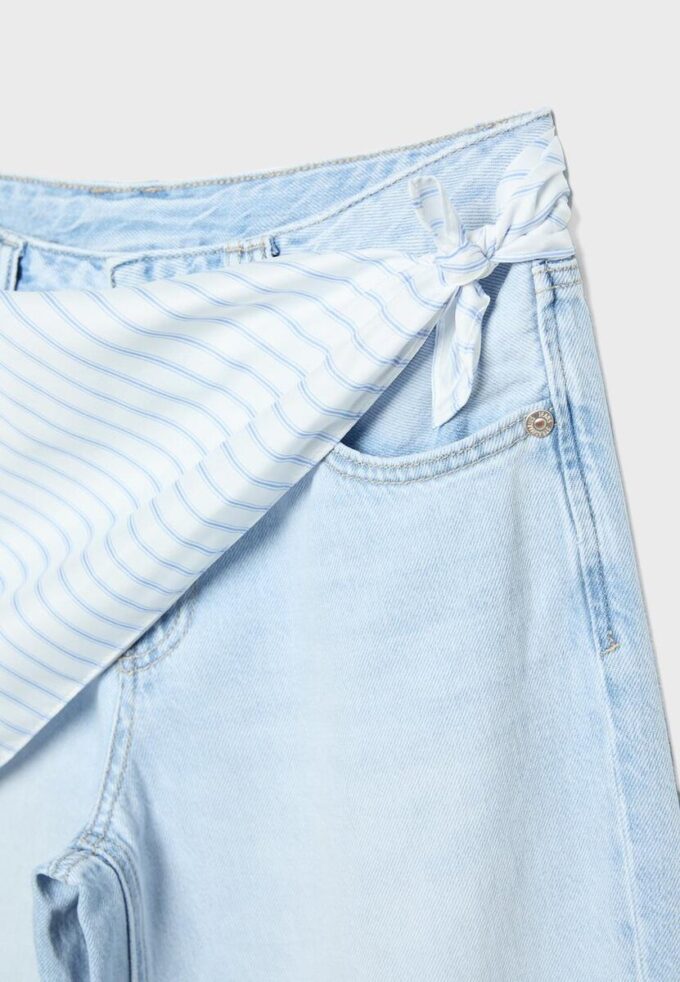 Culotte-jeans med scarf-detalj Culotte-jeans med scarf-detalj