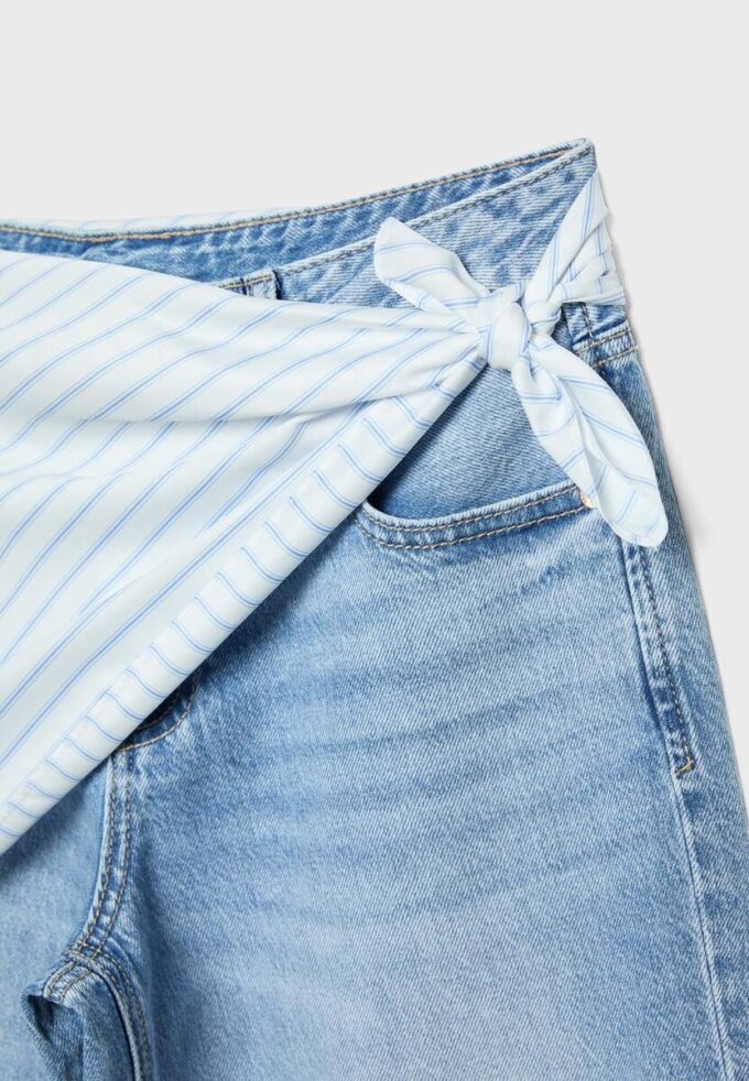 Culotte-jeans med scarf-detalj Culotte-jeans med scarf-detalj