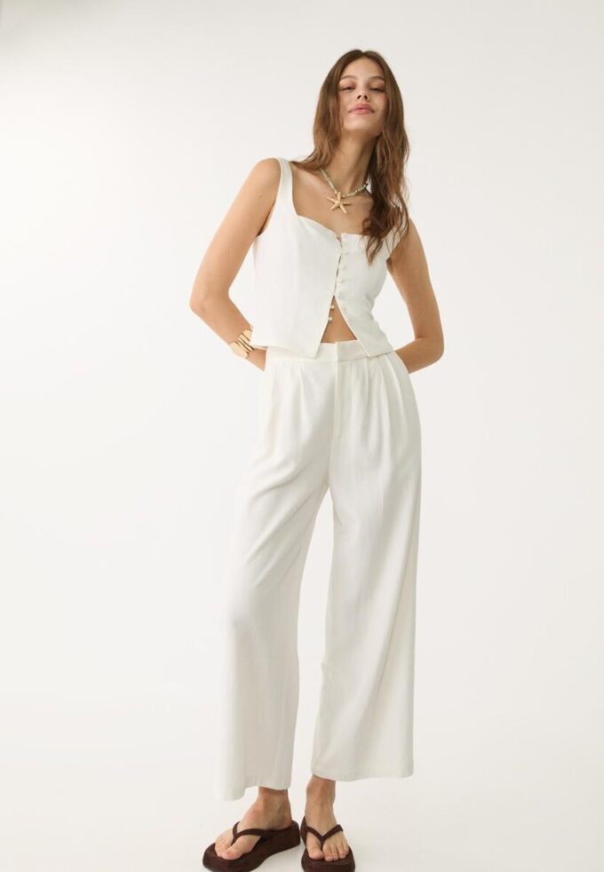 Culottes i linneblandning med veck