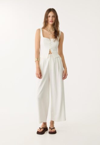 Culottes i linneblandning med veck