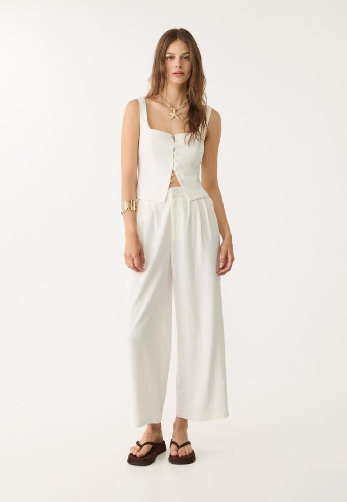 Culottes i linneblandning med veck