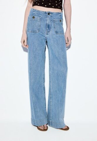 D77 Minimalistiska jeans med fickor