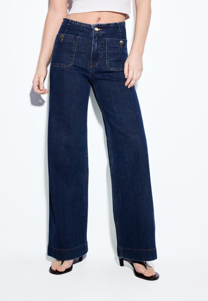 D77 Minimalistiska jeans med fickor D77 Minimalistiska jeans med fickor