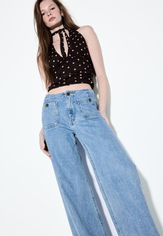 D77 Minimalistiska jeans med fickor D77 Minimalistiska jeans med fickor