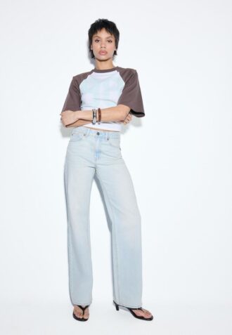 D92 raka jeans med Wide Leg