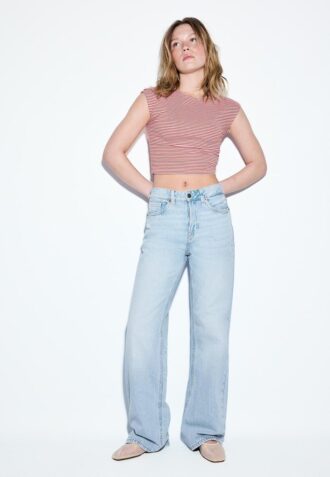 D92 raka jeans med Wide Leg