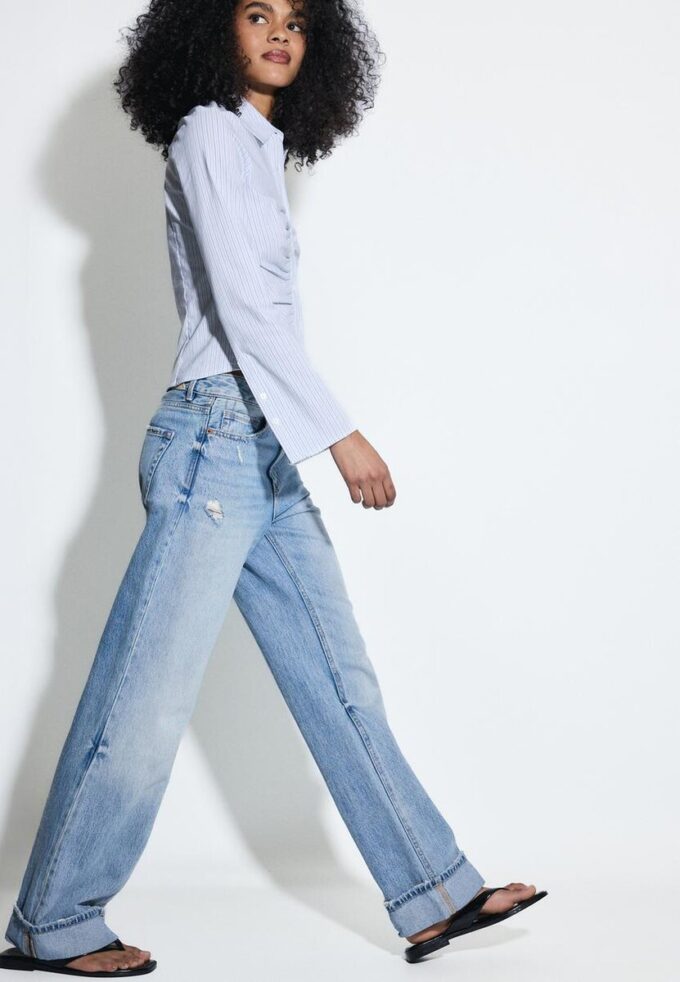 D92 raka jeans med Wide Leg