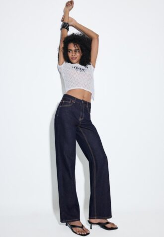 D92 raka jeans med Wide Leg